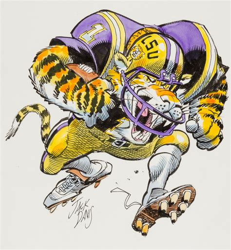 Jack Davis Lsu Tigers College Football Illustration Original Art Lot