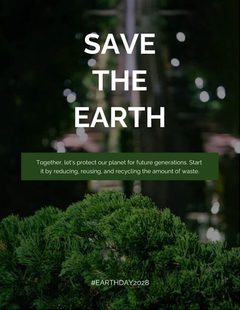 Blur Background Save The Earth Poster Template Venngage