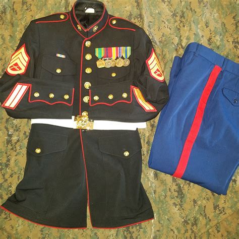 Usmc Dress Blues Uniform Set Staff Sergeant 41l Long Blues Coat Pants