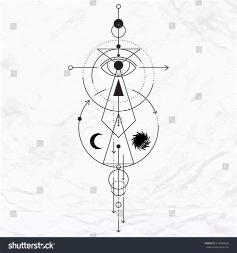 Download Vector geometric alchemy symbol with eye, moon, shapes ...