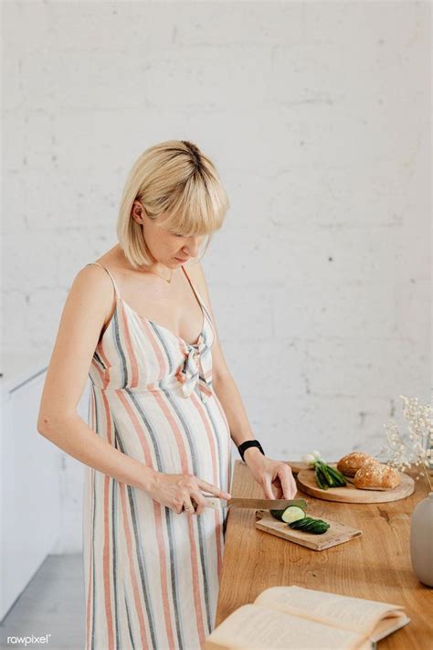 Pregnant Woman Cooking In A Kitchen Free Image By Karolina Kaboompics