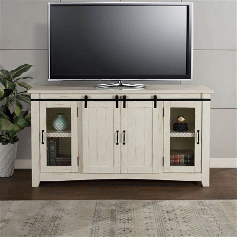 Martin Svensson Home Rustic Solid Wood Aspen Tv Stand Antique White