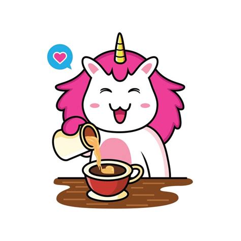 Premium Vector Cute Unicorn Cartoon Make A Cup Of Coffee