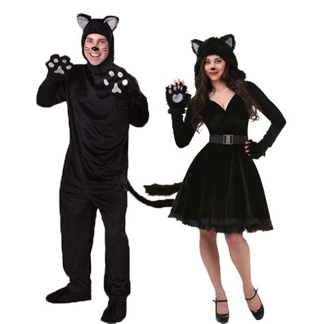 Halloween Black Cat Cosplay Costumes For Adult Men Women Pajamas Animal