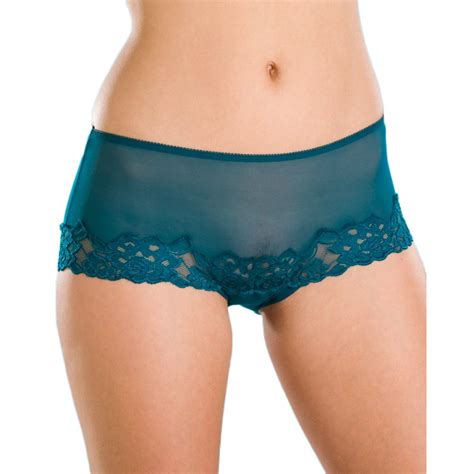 Teal Green Sheer Lace Boxer Shorts