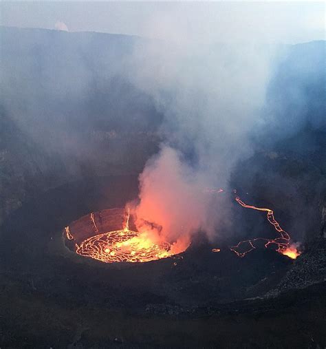 Nyiragongo Volcano Update Lava Falls Into Central Lava Lake
