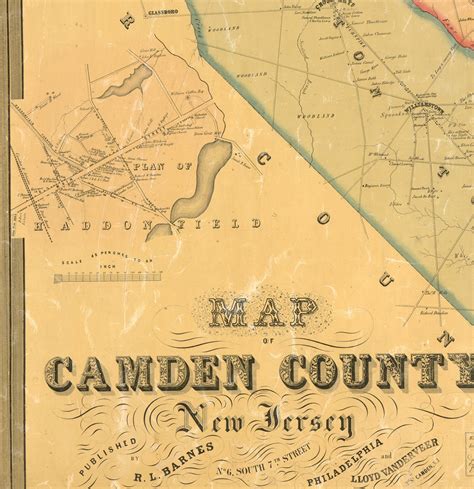 Map Of Camden County New Jersey 1857 Vintage Home Deco Style Etsy