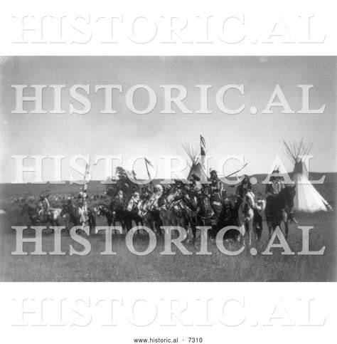 Historical Photo Of Apsaroke Native Americans On Horses 1908 Black