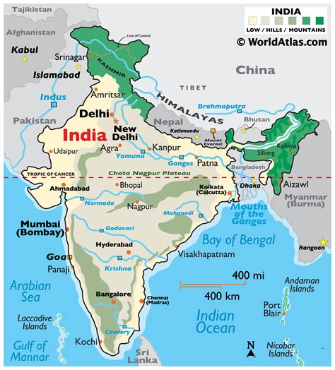 Indian Subcontinent Map World Atlas