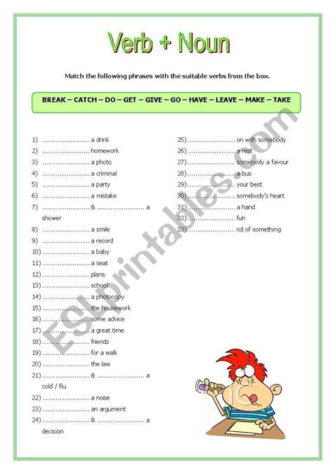 Creating new words in english conversion is the word formation process in which a word of one grammatical form becomes a. Verb plus Noun - ESL worksheet by nessita77