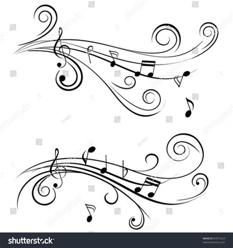Ornamental Music Notes Swirls On White Stock Vector 87815224 Shutterstock