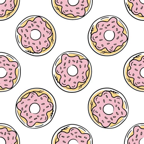 Doodlestyle Donut De Patrones Sin Fisuras Pastelería Dulces Postre