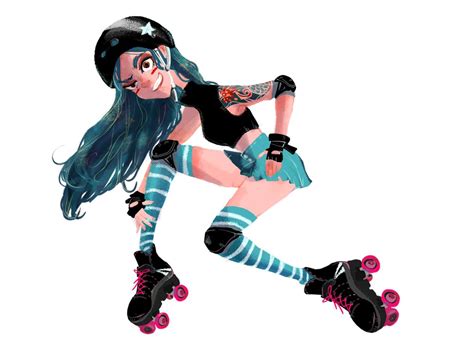 Yai Wu Photos From Yai Wu S Post In Character Design Roller Derby Girls Roller Derby Art