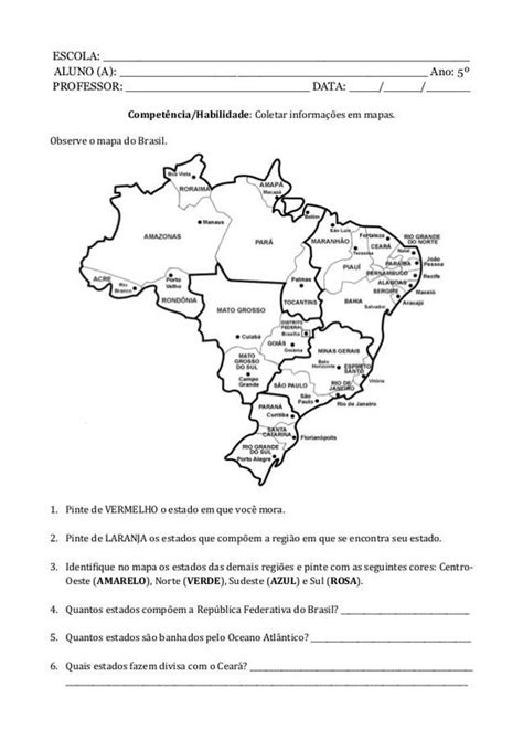 Atividades Regi Es Do Brasil Geografia