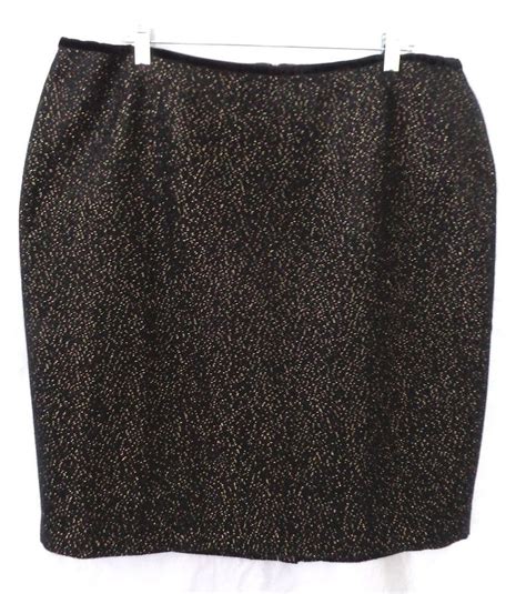 Nwt Talbots Black Pencil Skirt Size 18w Plus 139 Metallic Gold Sparkle