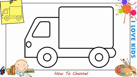How to draw a truck EASY step by step for kids, beginners, children 8