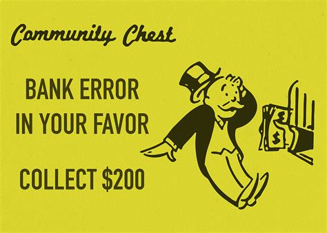 Community Chest Vintage Monopoly Board Game Bank Error In Your Favor Mixed Media By Design