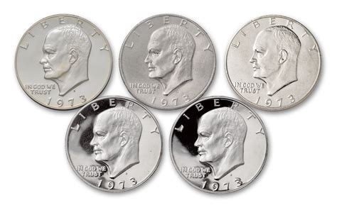 1973 Eisenhower Dollar Complete 5 Pc Set Buproof