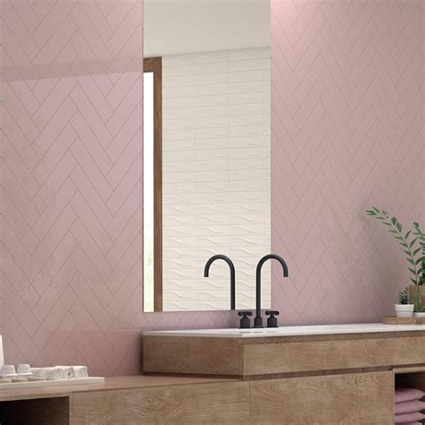 Cotswold Dusty Pink Matt Hand Made Effect Wall Tiles 75x30cm Pink