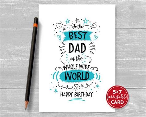 Homemade birthday card ideas for dad. Printable Birthday Card For Dad To The Best Dad In The ...
