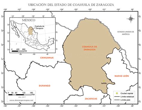 Mapa De Ubicación Del Estado De Coahuila De Zaragoza Descargar Mapas