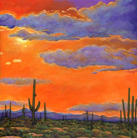 Saguaro Sunset Painting By Johnathan Harris