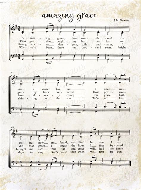 Printable Christian Hymn Set Of 3 Amazing Grace Old Etsy Printable