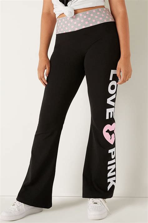 Buy Victorias Secret Pink Foldover Full Length Flare Legging From The