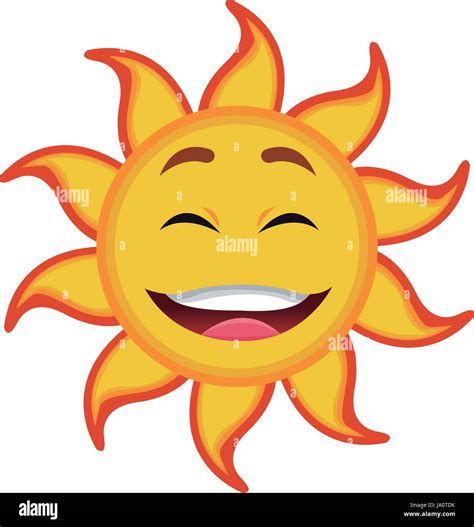 Yellow Smiling Sun Cartoon Character As Weather Sign Temperature Stock