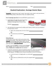 Then, calculate the average atomic mass by explorelearning® is a charlottesville, va based company that develops online solutions to improve student learning in math and science. _AverageAtomicMassSE.pdf - Make a copy of this to your ...