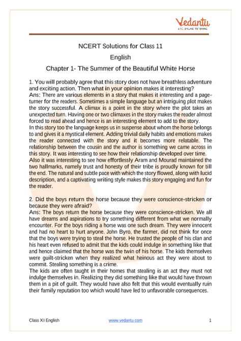 Ncert Solutions For Class 11 English Snapshots Chapter 1