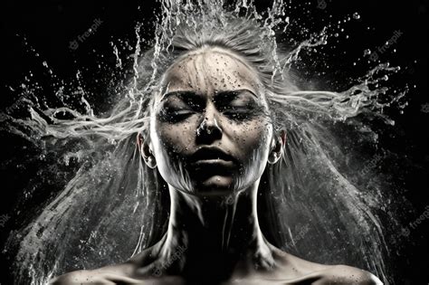 Premium Photo Digital Painting Woman With Splashes Of Water People