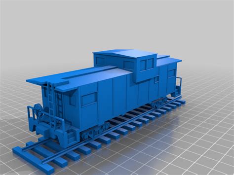 Free Stl File Ho Train Extended View Caboose・3d Printable Model To