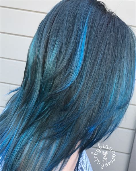 Blue Highlightsbalayage Hair Makeup Long Hair Styles Hair Inspiration