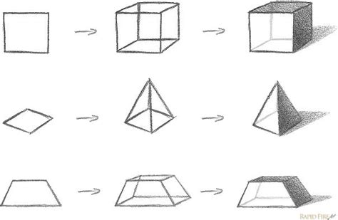 How To Draw Form3d Objects With Shadows Geometric Shapes Drawing