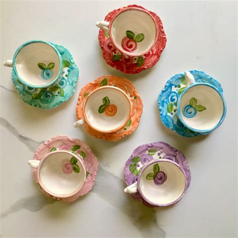Tea Party Favors Personalized Tea Cups Handpainted Etsy