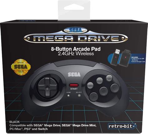 Retro Bit Official Sega Mega Drive 8 Button 24ghz Wireless Arcade Pad