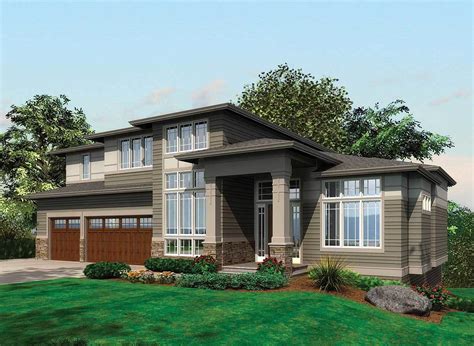 It maximizes a sloping lot, adds square footage without increasing the footprint of the home, and creates another level of outdoor living. Contemporary Prairie with Daylight Basement - 69105AM ...