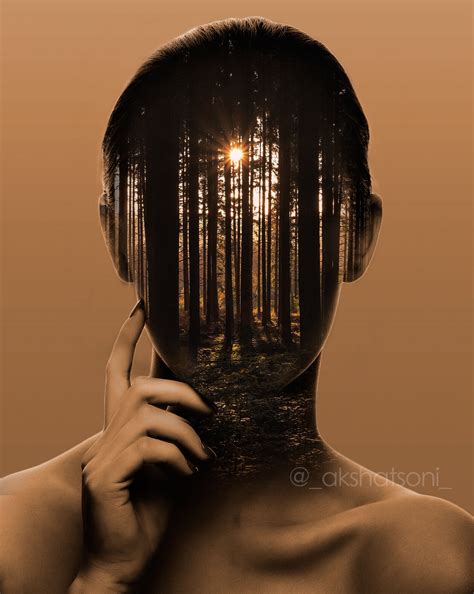 Akshat Soni Double Exposure Poster Of A Lady With Forest Face