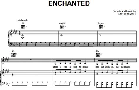 Taylor Swift Enchanted Free Sheet Music Pdf For Piano The Piano Notes