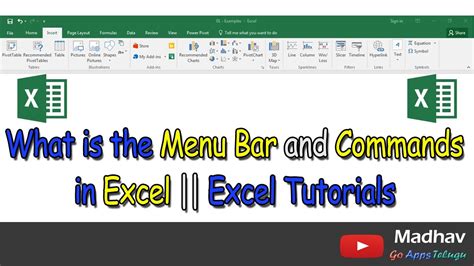 What Is The Menu Bar And Commands In Excel Excel Tutorials Youtube