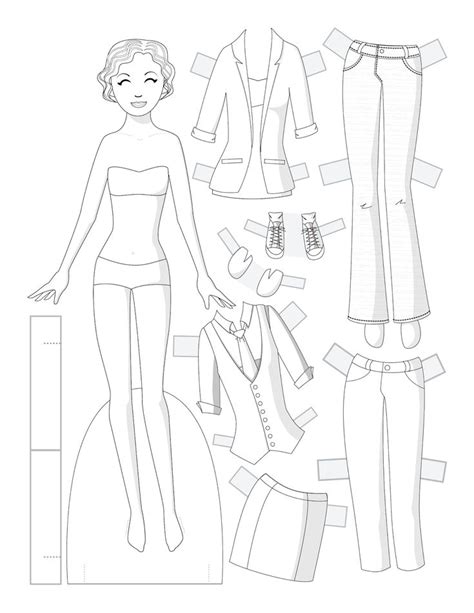Paper Doll School Fashion Friday Black And White Set 2 Paper Dolls