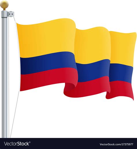 Waving Colombia Flag Isolated On A White Vector Image