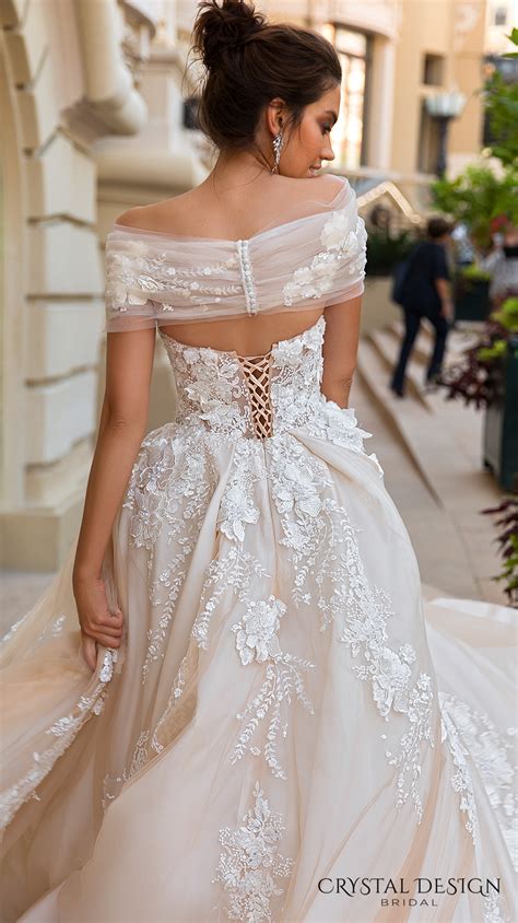 Crystal Design 2017 Bridal Off The Shoulder Wrap Sweetheart Neckline Heavily Embellished Bodice