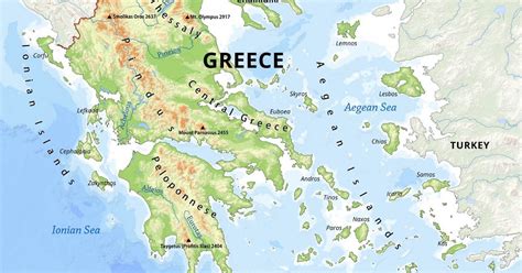 Physical Map Of Greece Terminal Map