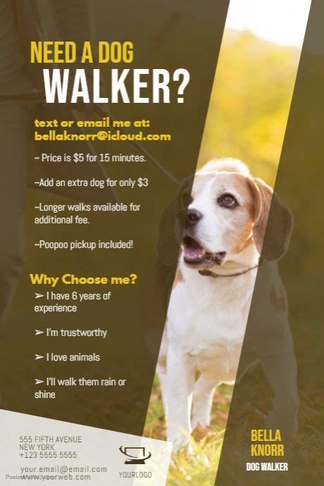 Copy Of Dog Walker Flyer Template Dog Walking Flyer Dog Walker Flyer