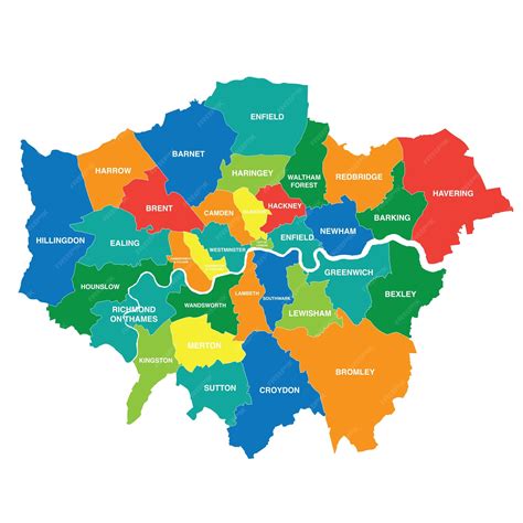 Premium Vector Greater London Map Showing All Boroughs