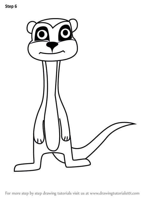 Step By Step How To Draw A Cartoon Meerkat