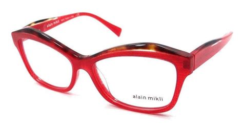 alain mikli rx eyeglasses frames a03042 f424 54x15 havana crystal red dot rx eyeglasses