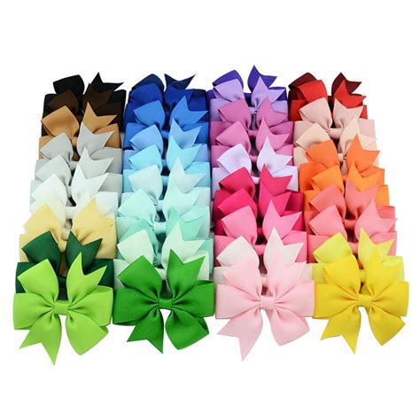 Mixcolor 20 40pcslot 3 Inch Grosgrain Ribbon Hairpins Girl Bows With